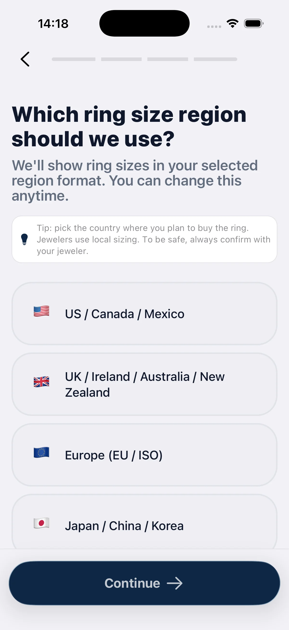 Ring Sizer Pro iPhone app home screen